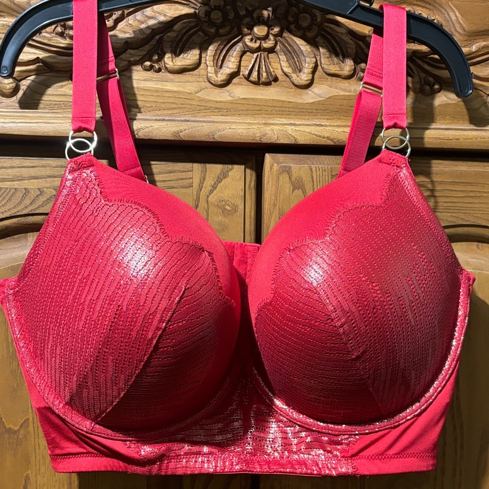 Cacique Red Longline Sequin T-Shirt Bra